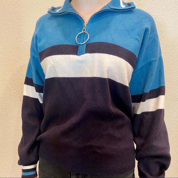 Urban Outfitters Striped Quarter Zip Up - Picture 3 of 4